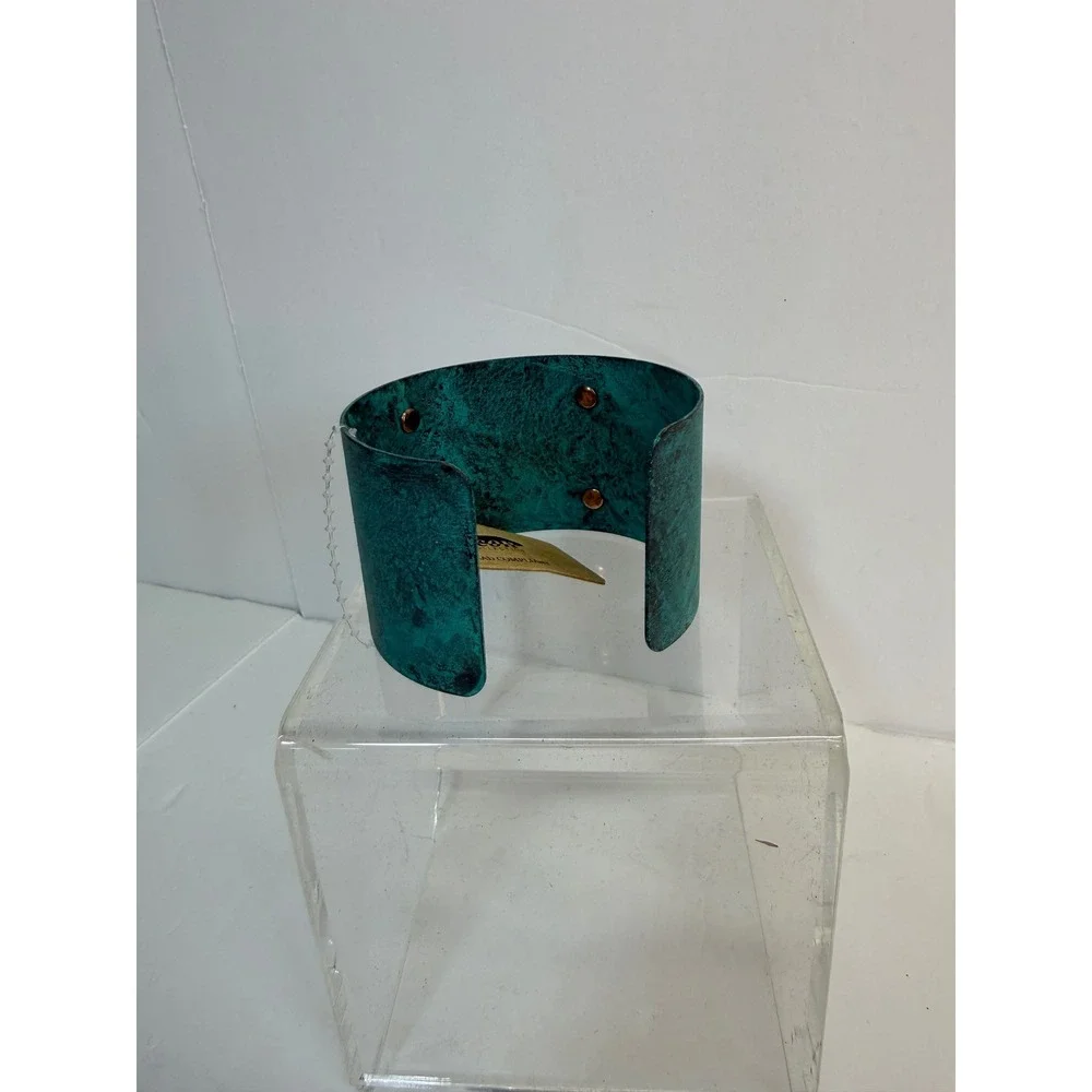 Icon Collection Verdigris Mixed Metal Cow Cuff Bracelet Teal Brass Silver Tone